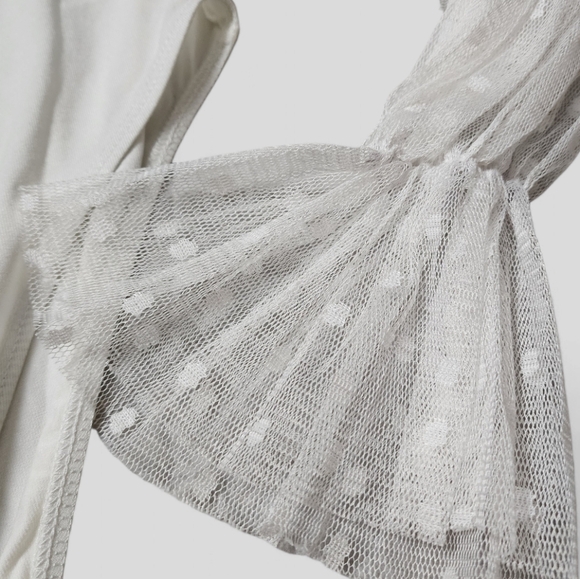 Nwt,Wdirara | Womens White Long sleeve,laced Bodysuit - Picture 6 of 8